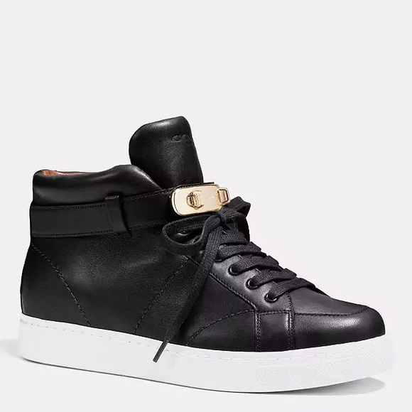 Coach Richmond Swagger Napa Black Leather Sneakers - Picture 1 of 11
